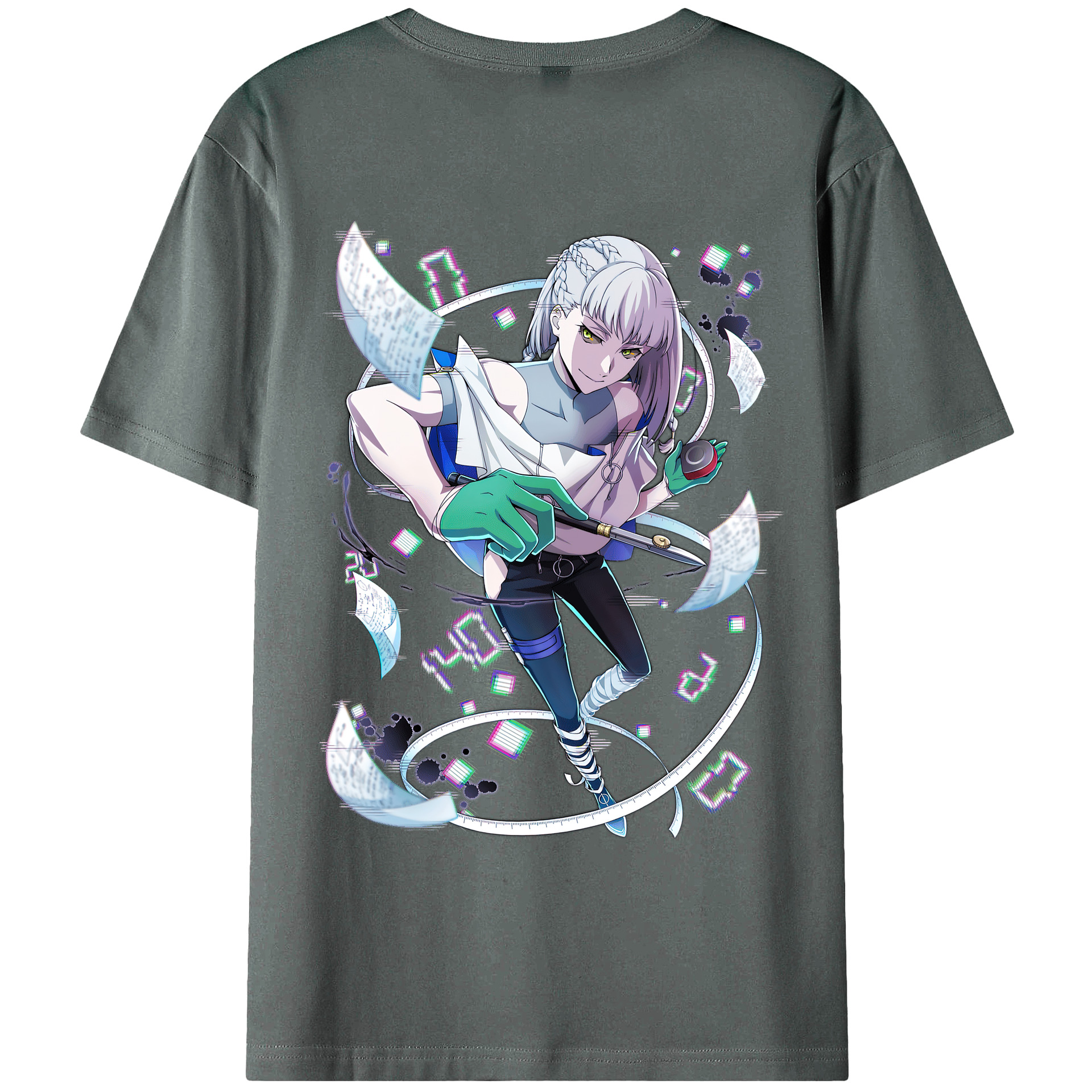 （画像用） 文豪ストレイドッグス Bungo Stray Dogs 綿100％ メンズ半袖Tシャツ（バックプリント） 通気性
